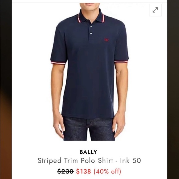 Bally Dark Blue Polo with Red Accents - Picture 5 of 5